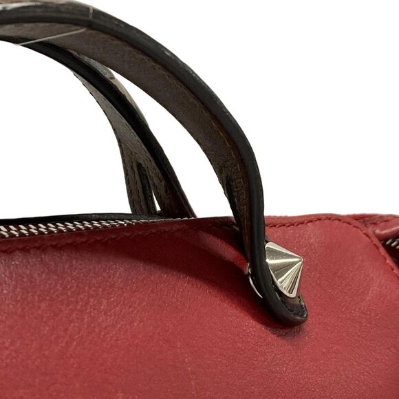 Auth FENDI By The Way 8BL124 Red Brown Black Leather Handbag - Picture 10 of 16